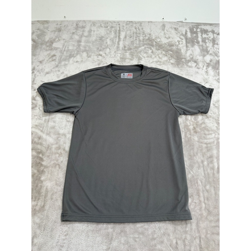 A4 T-Shirt‎ Youth Size Medium Gray Short Sleeve Crew Neck Dri-Fit Type EUC